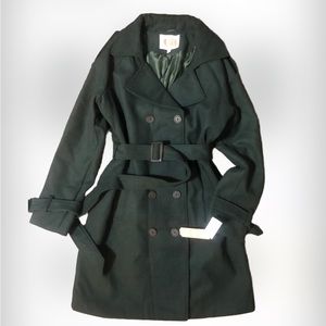 Gianni Bini(Dillards) Beautiful DarkGREEN Double Breasted Belt Waist Trench Coat